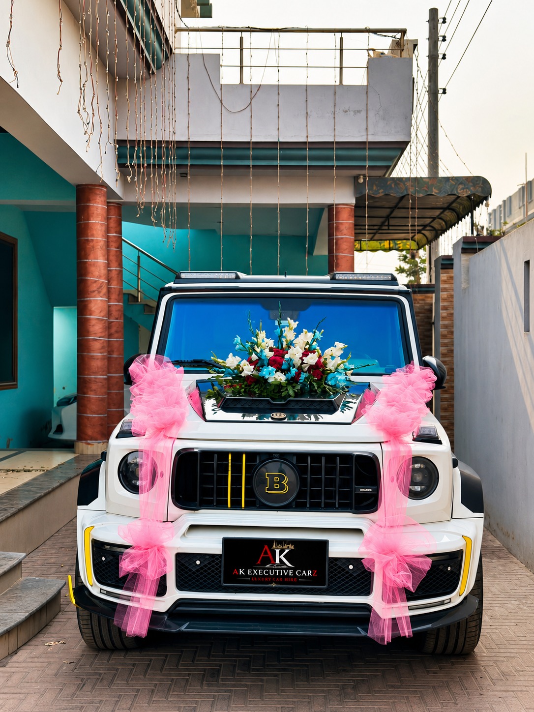 SUV convoy at a residence
